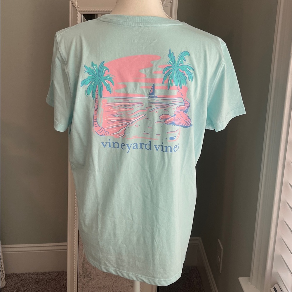 NWT Vineyard Vines SS Beach Scenic Pocket Beachcomber Blue T-shirt, size L. - Picture 4 of 10